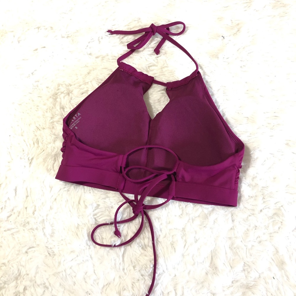 ATHLETA BIKINI HALTER TOPMAGENTA STRAPPY SZ SMALL - Picture 4 of 7